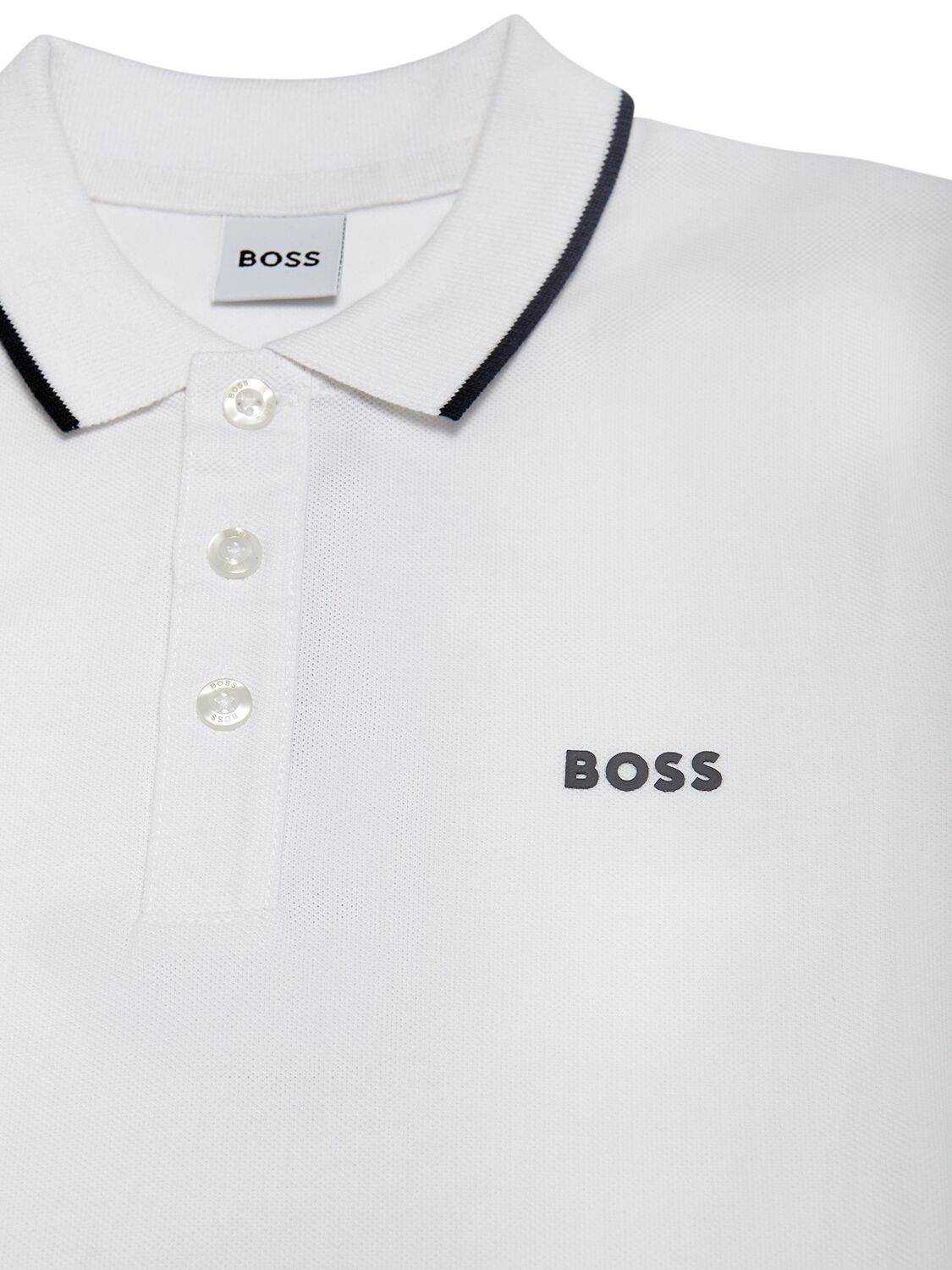 Shop Hugo Boss Logo Print Cotton Piqué Polo In White