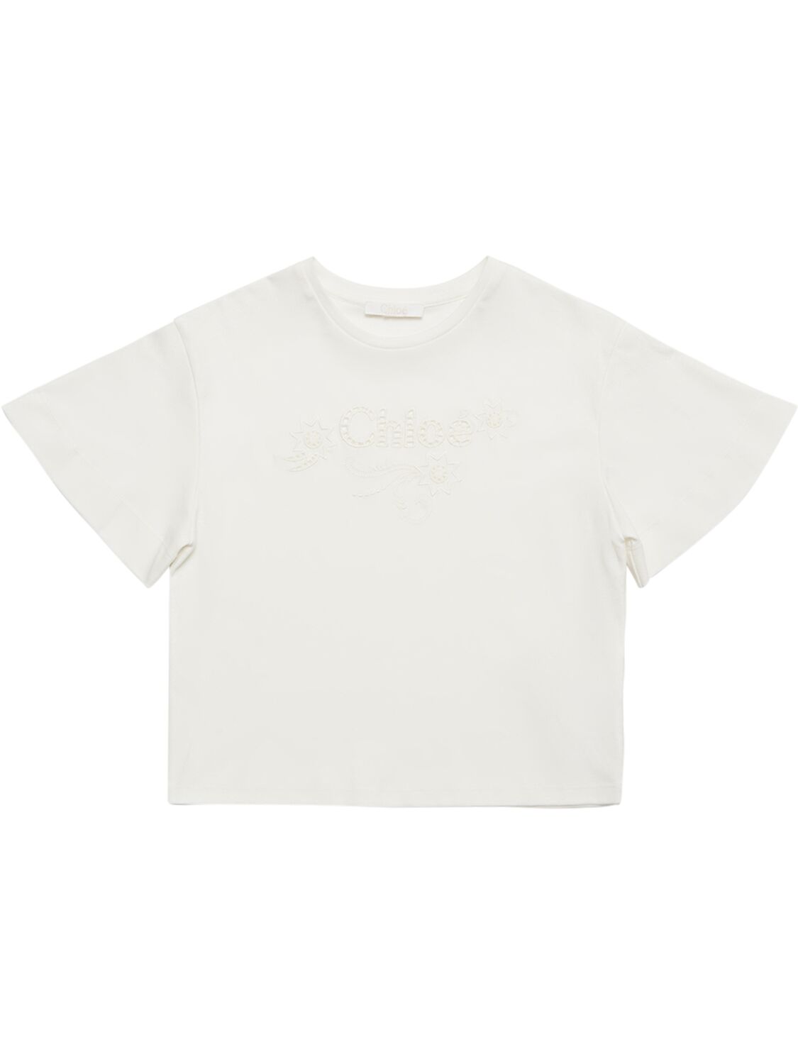 Chloé Teen Girls Ivory Cotton T-shirt In Off-white