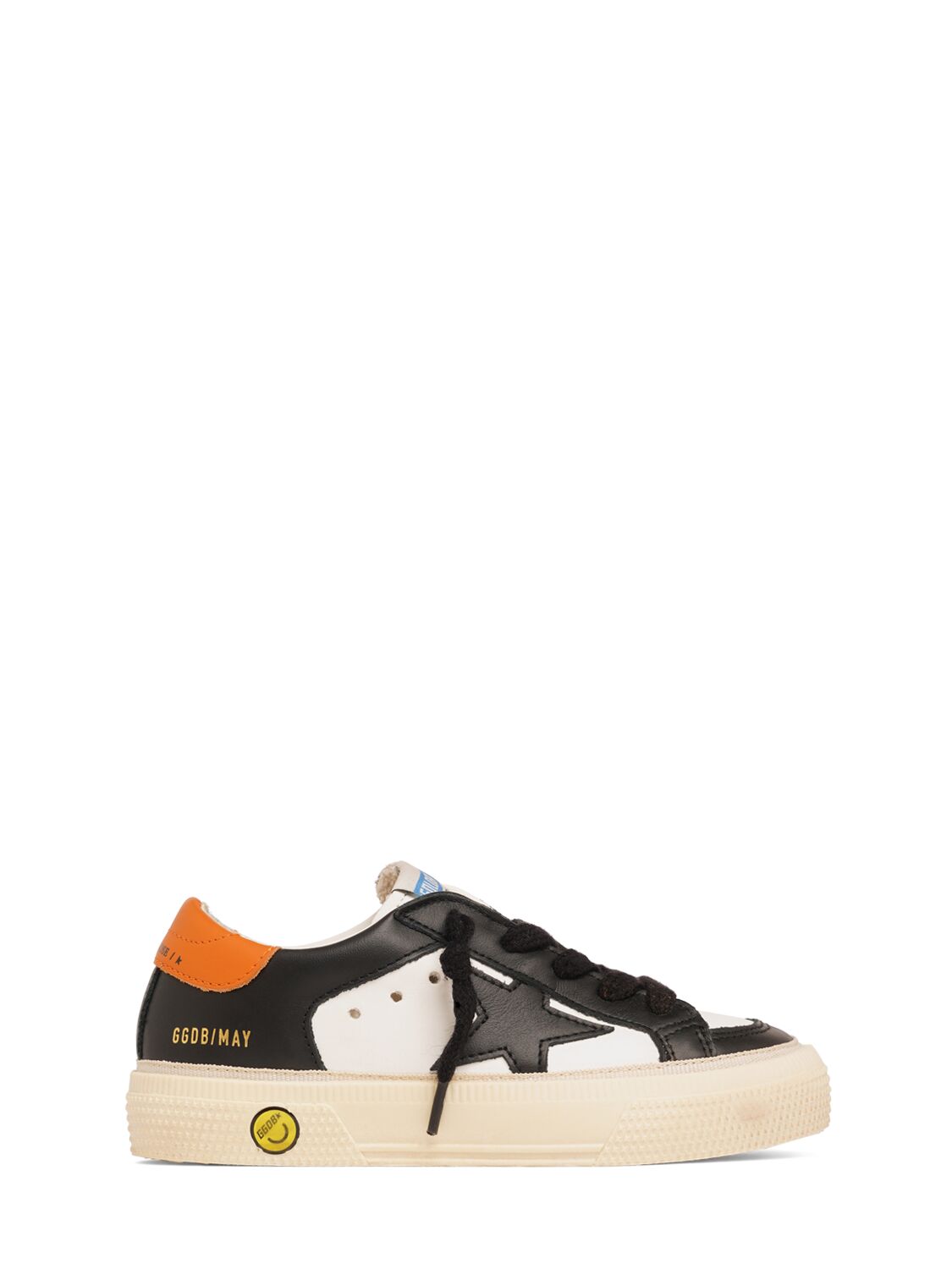 Golden Goose Kids' May Leather Lace-up Trainers In Black