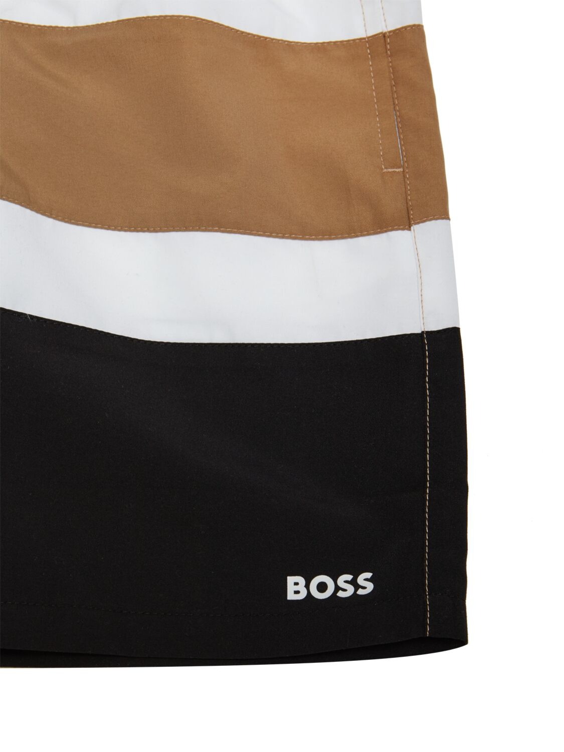 Shop Hugo Boss Logo Print Nylon Swim Shorts In Black,multi