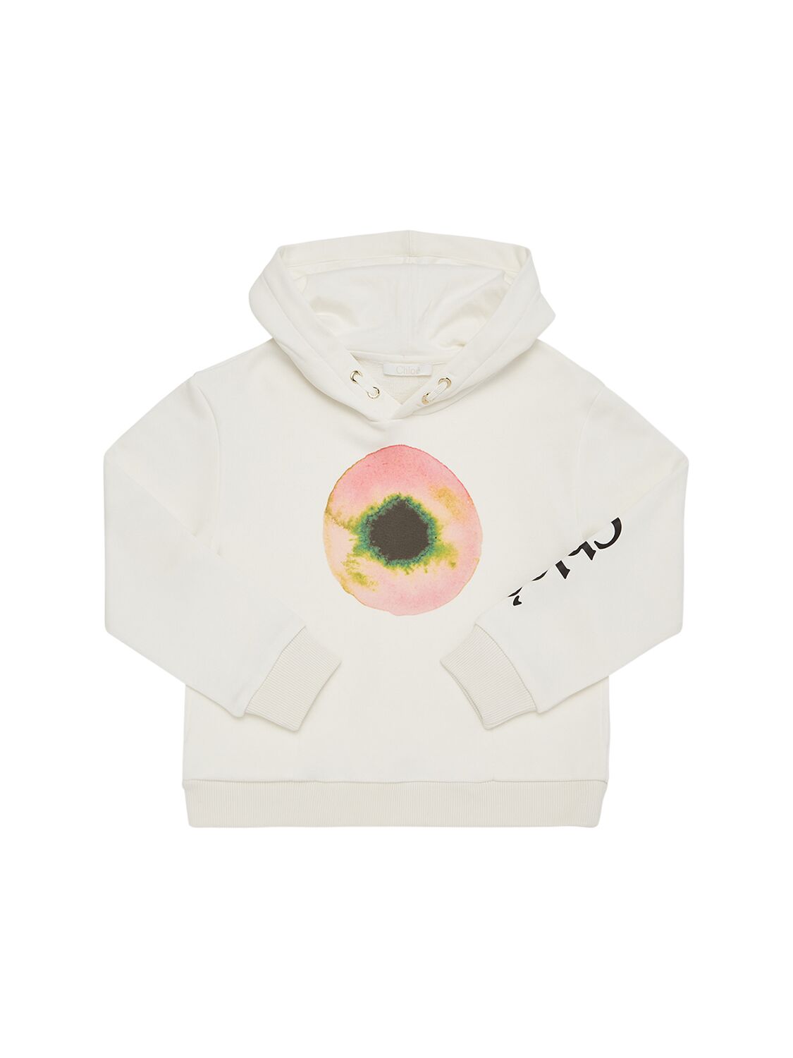 Chloé Kids' Printed Cotton Hoodie In Off-white