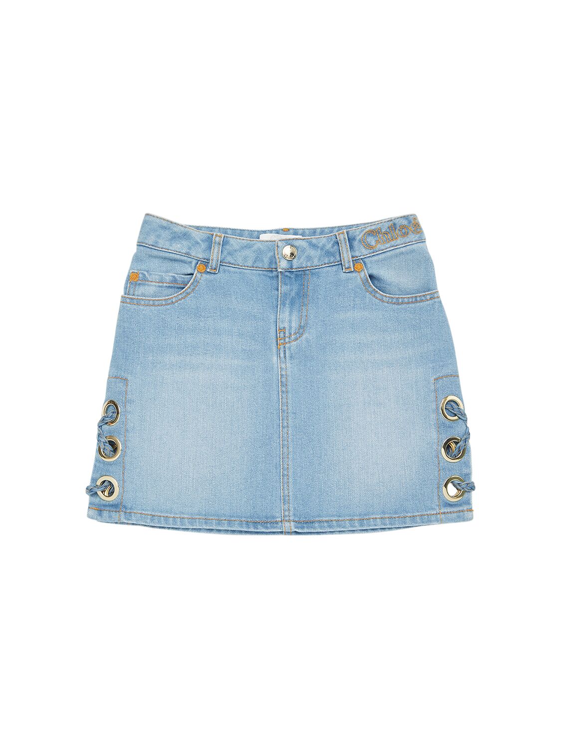 Shop Chloé Stretch Denim Mini Skirt