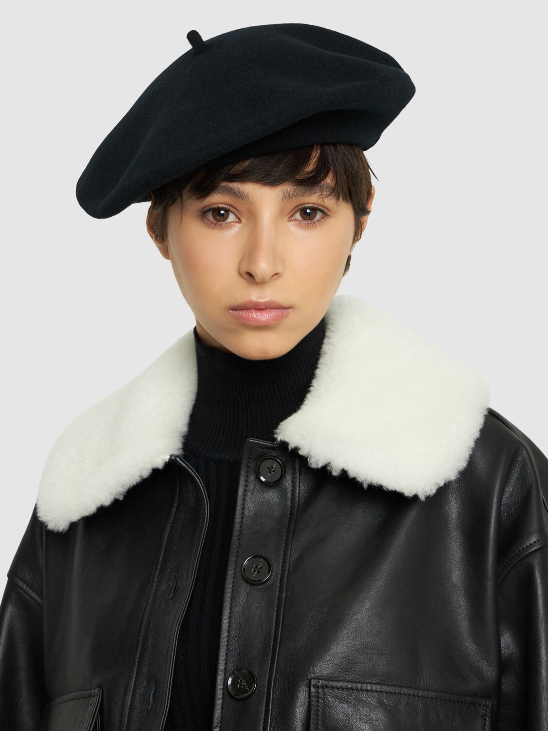 Shop Borsalino Felted Wool Beret In Black