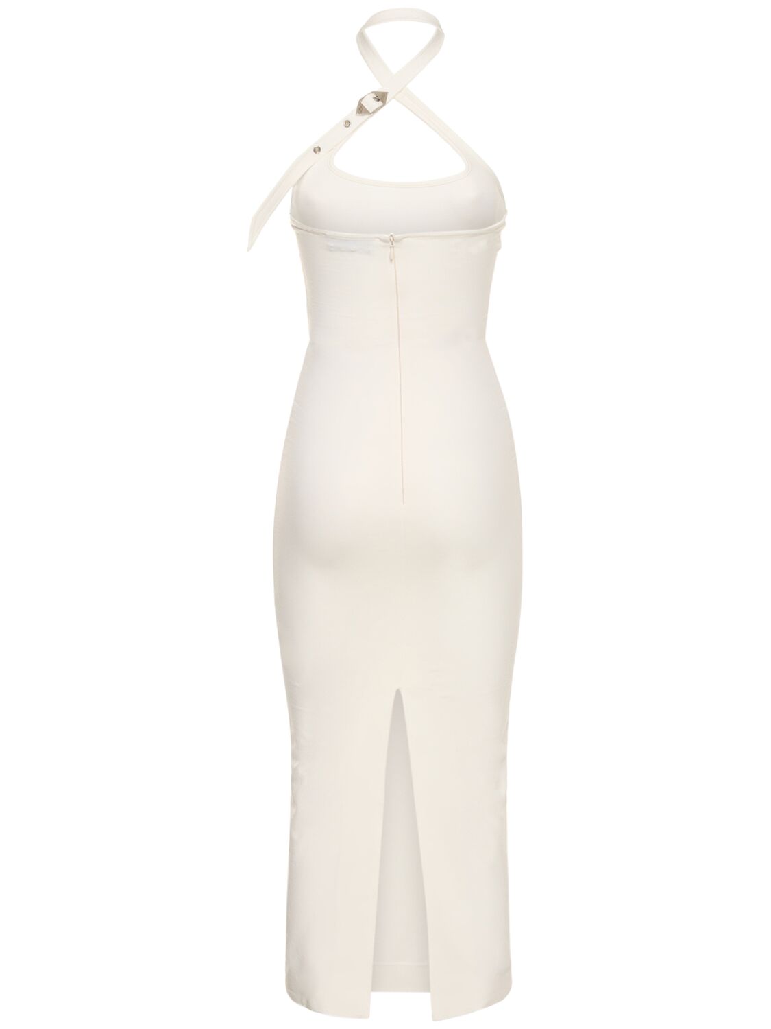 Shop Attico Compact Jersey Crisscross Midi Dress In White