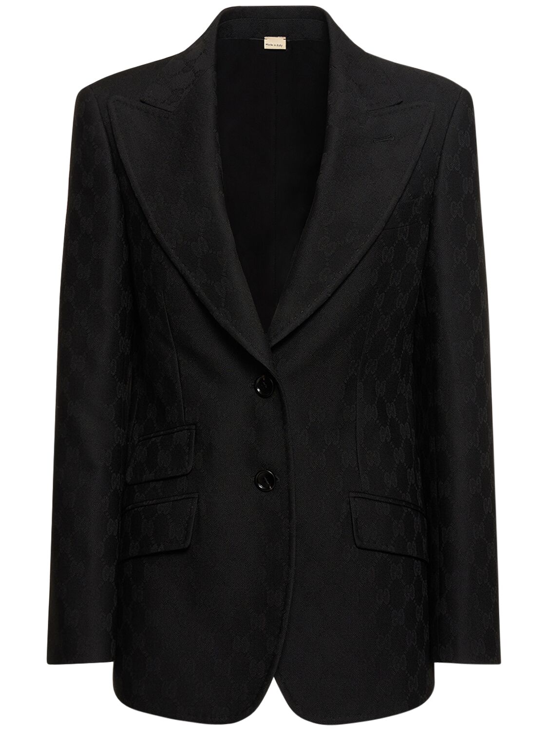 Gucci Gg Jacquard Dry Wool Jacket In Black