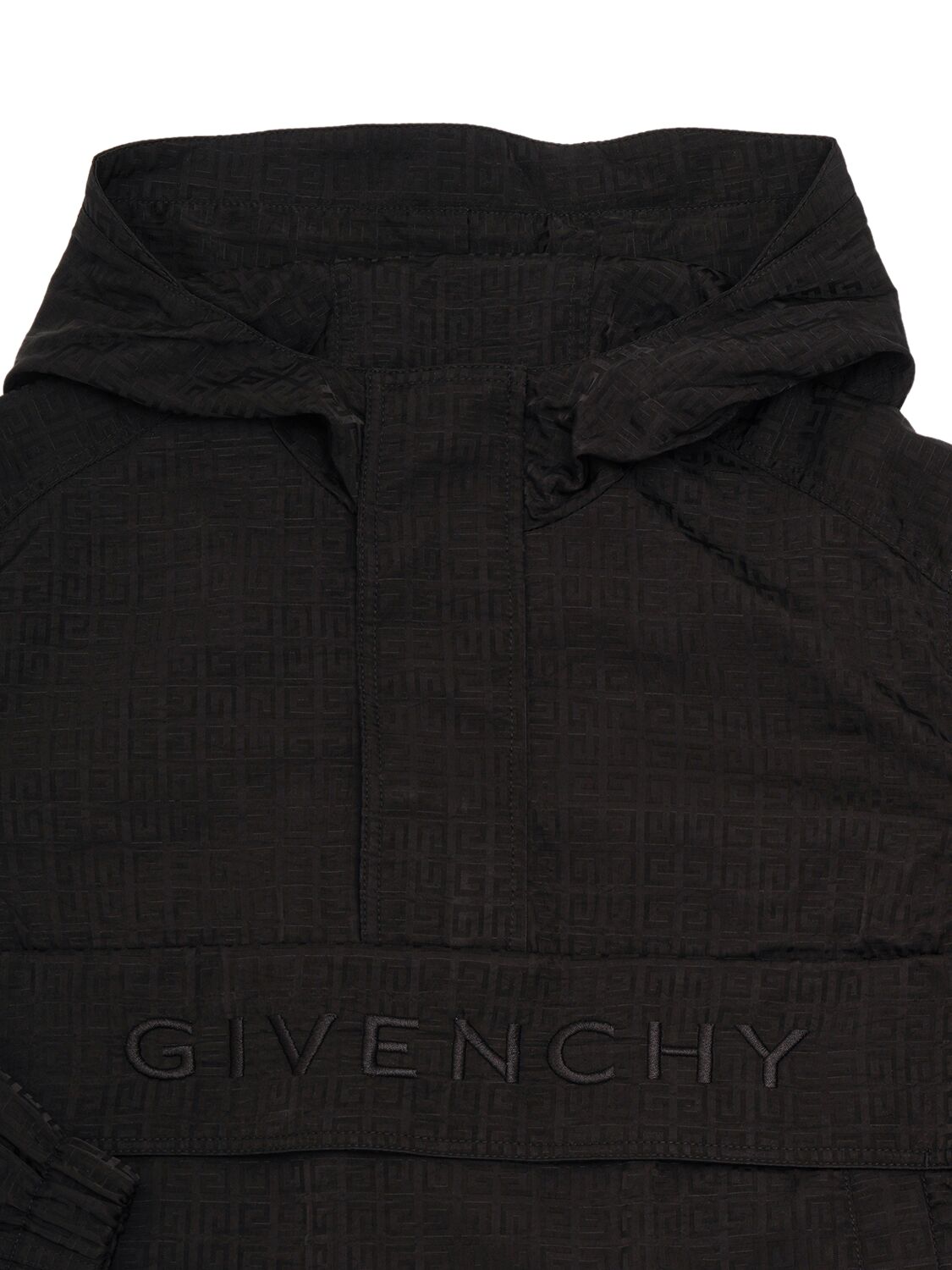 Shop Givenchy Hooded Nylon Jacquard Windbreaker In Black