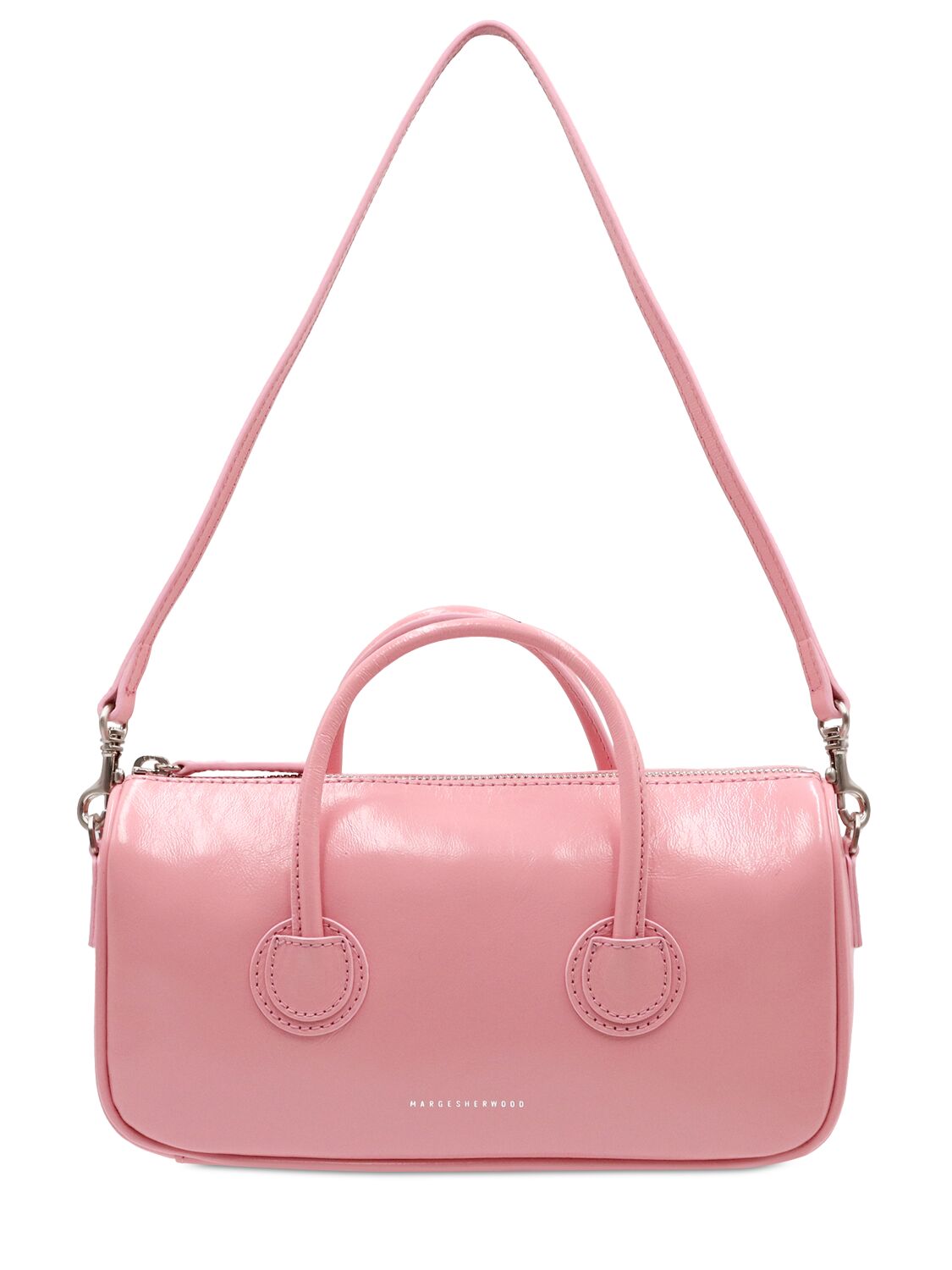 Marge Sherwood Small Zipper Leather Top Handle Bag In Candy Pink Glossy