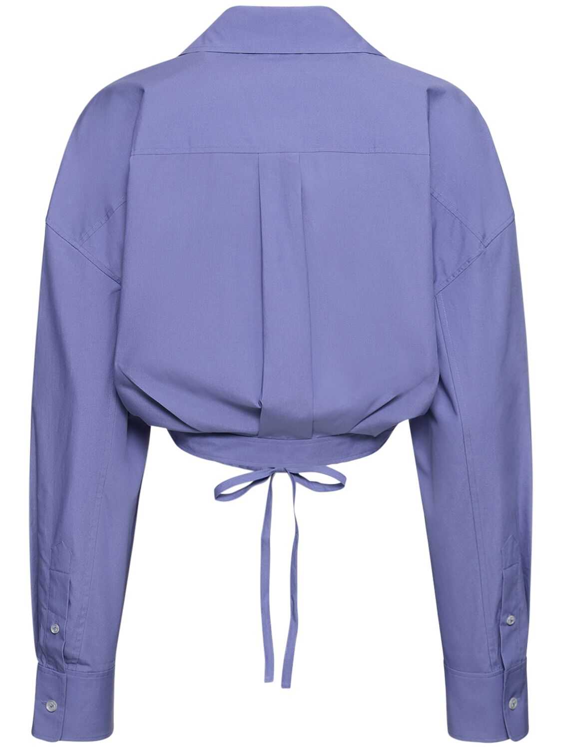 Shop Alexander Wang Double Layered Cotton Crop Shirt In Purple