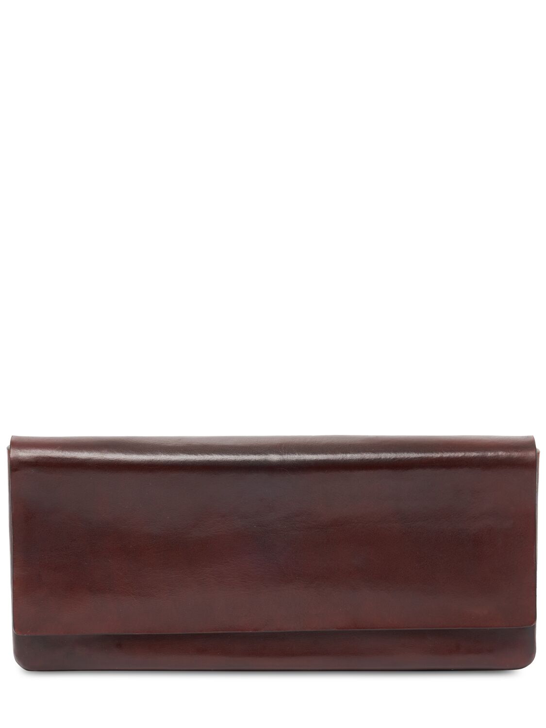 Max Mara Leather Clutch In Dark Brown