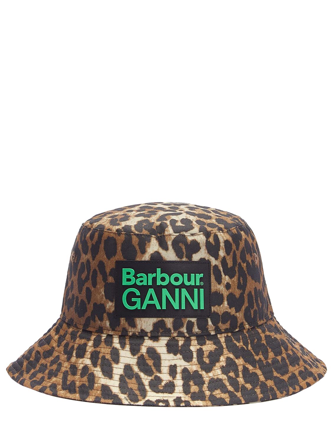 Barbour X Ganni Leo Print Cotton Hat In Brown