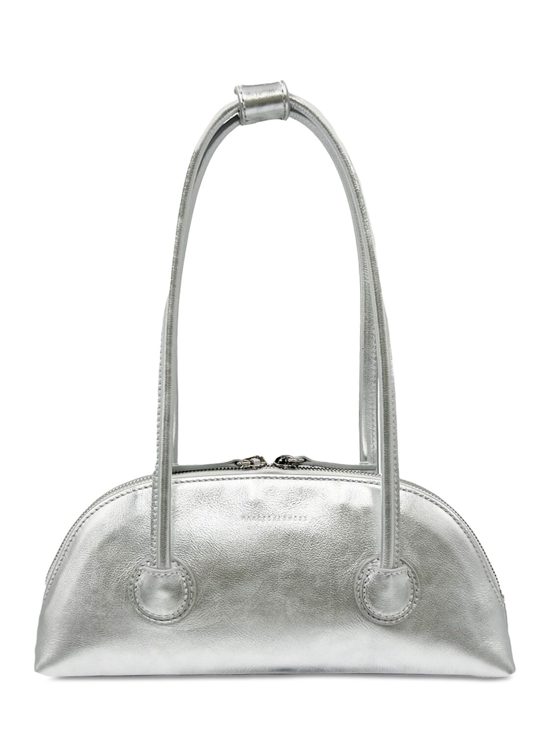 Shop Marge Sherwood Bessette Leather Shoulder Bag In Metallic Silver