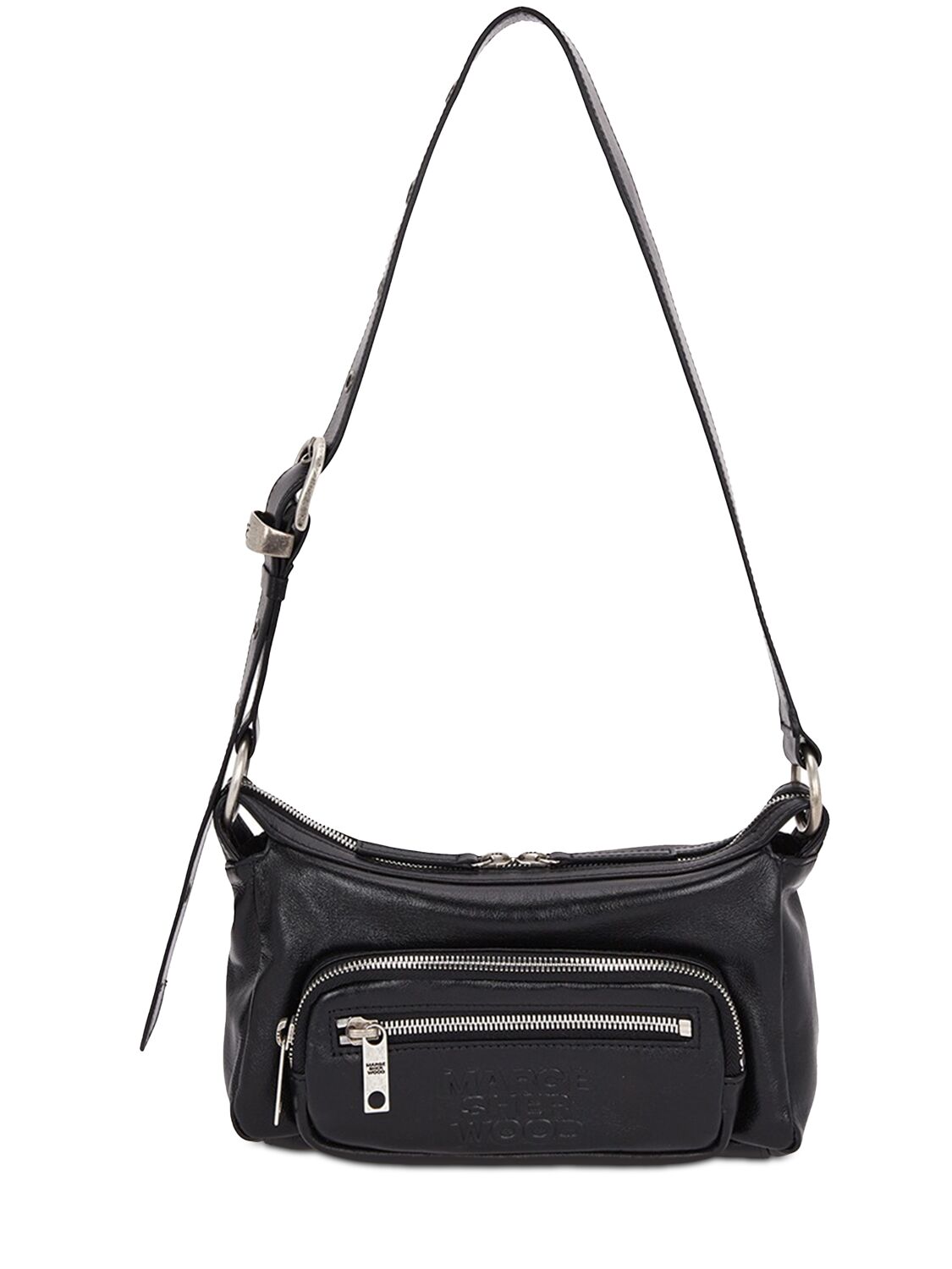 Marge Sherwood Mini Outpocket Glossy Leather Hobo Bag In Black
