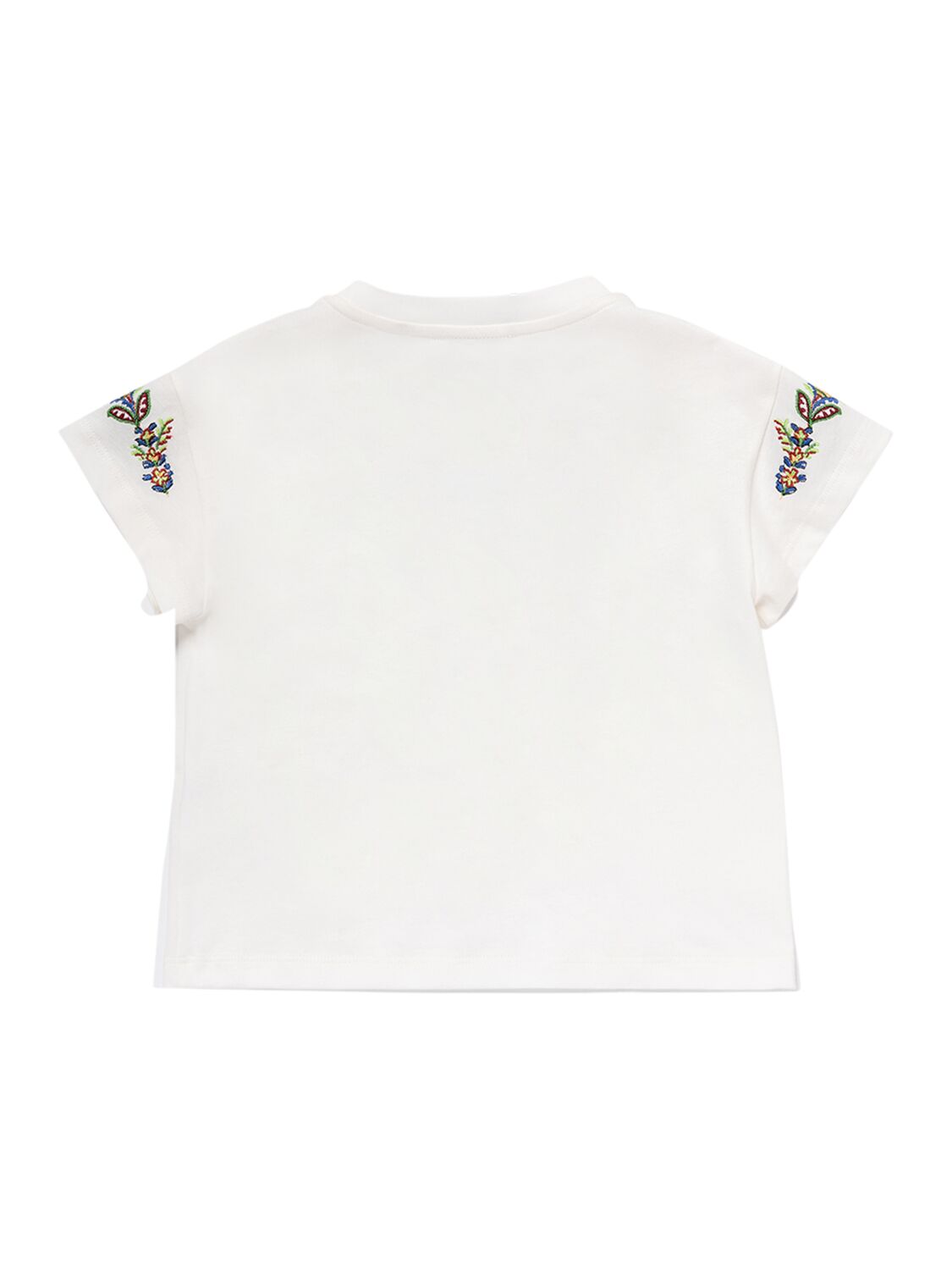 Shop Etro Cotton Jersey T-shirt W/embroidery In Ivory