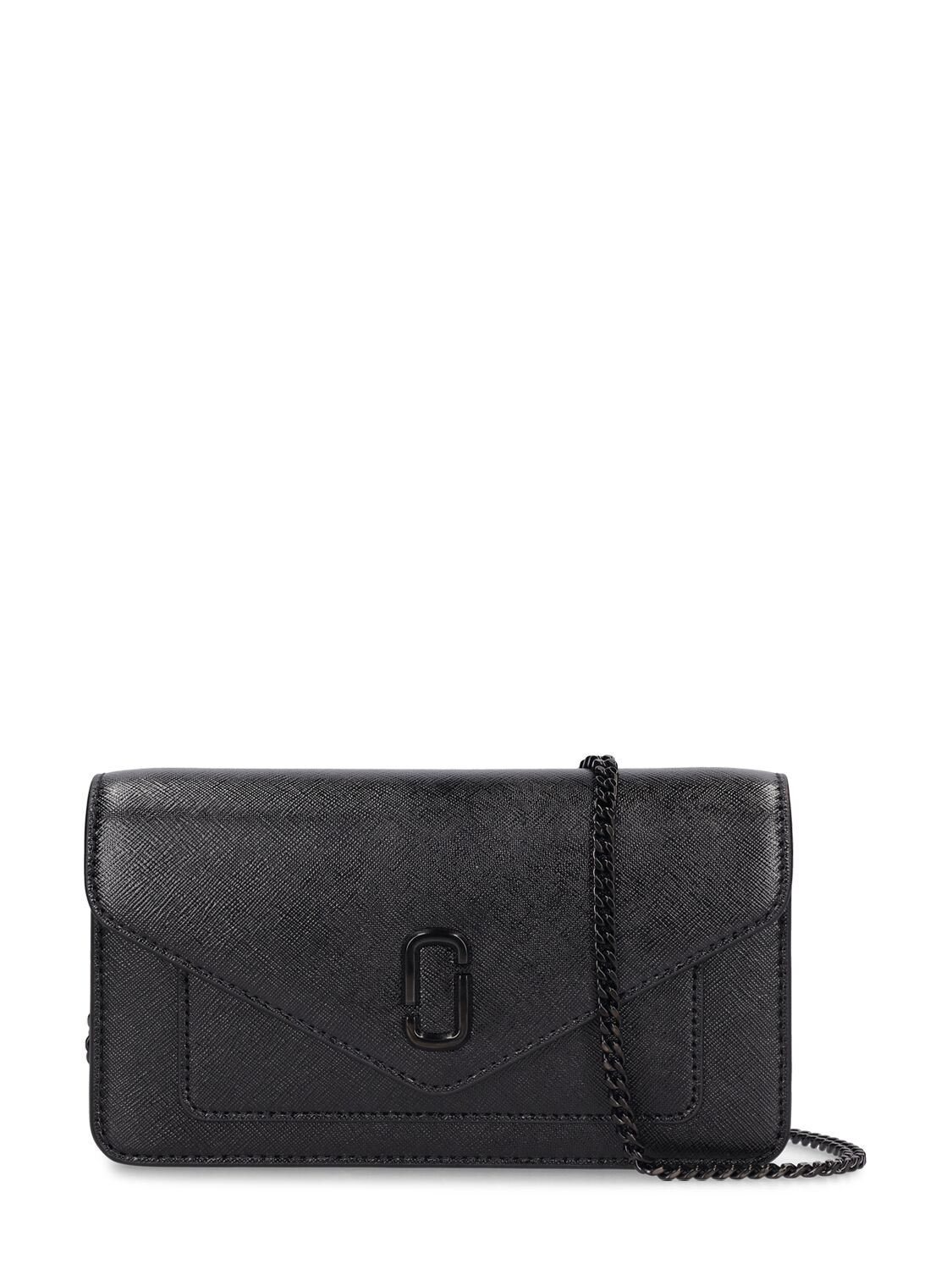 Marc Jacobs The Leather Envelope Chain Wallet In Black
