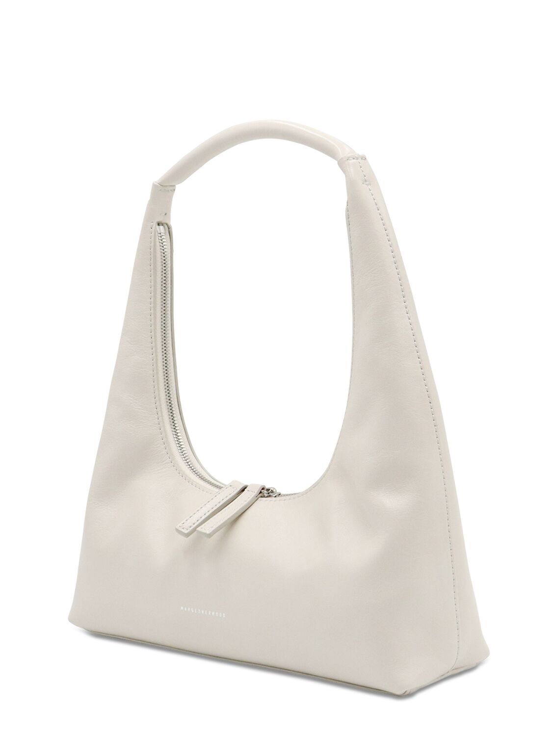 Shop Marge Sherwood Hobo Leather Shoulder Bag In Cream Glossy