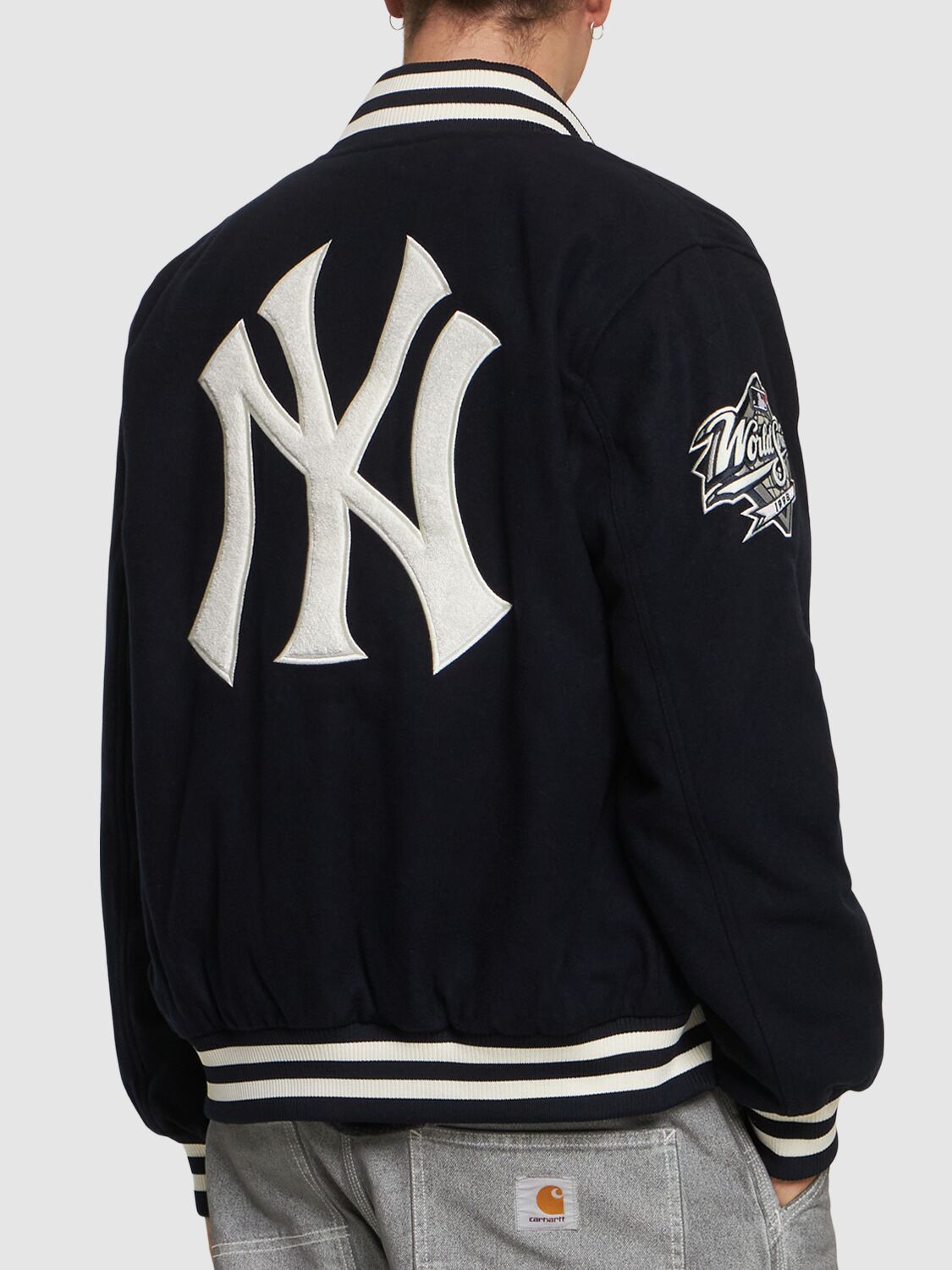 Shop New Era Ny Yankees Mlb Patch Varsity Jacket In Blue,white