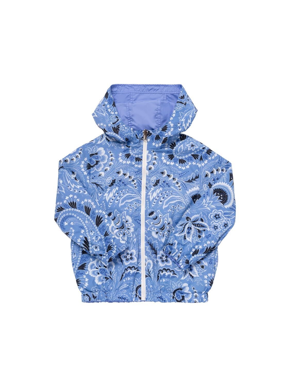 Shop Etro Bandana Print Nylon Jacket In Blue