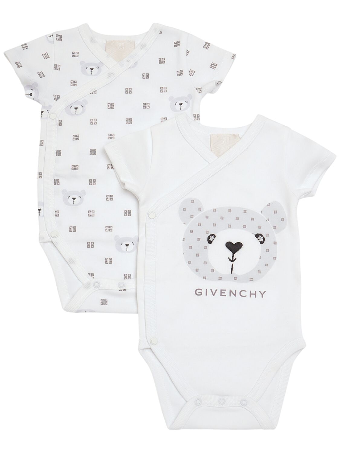Givenchy Kids' 棉质平纹针织连体衣2件套装 In White