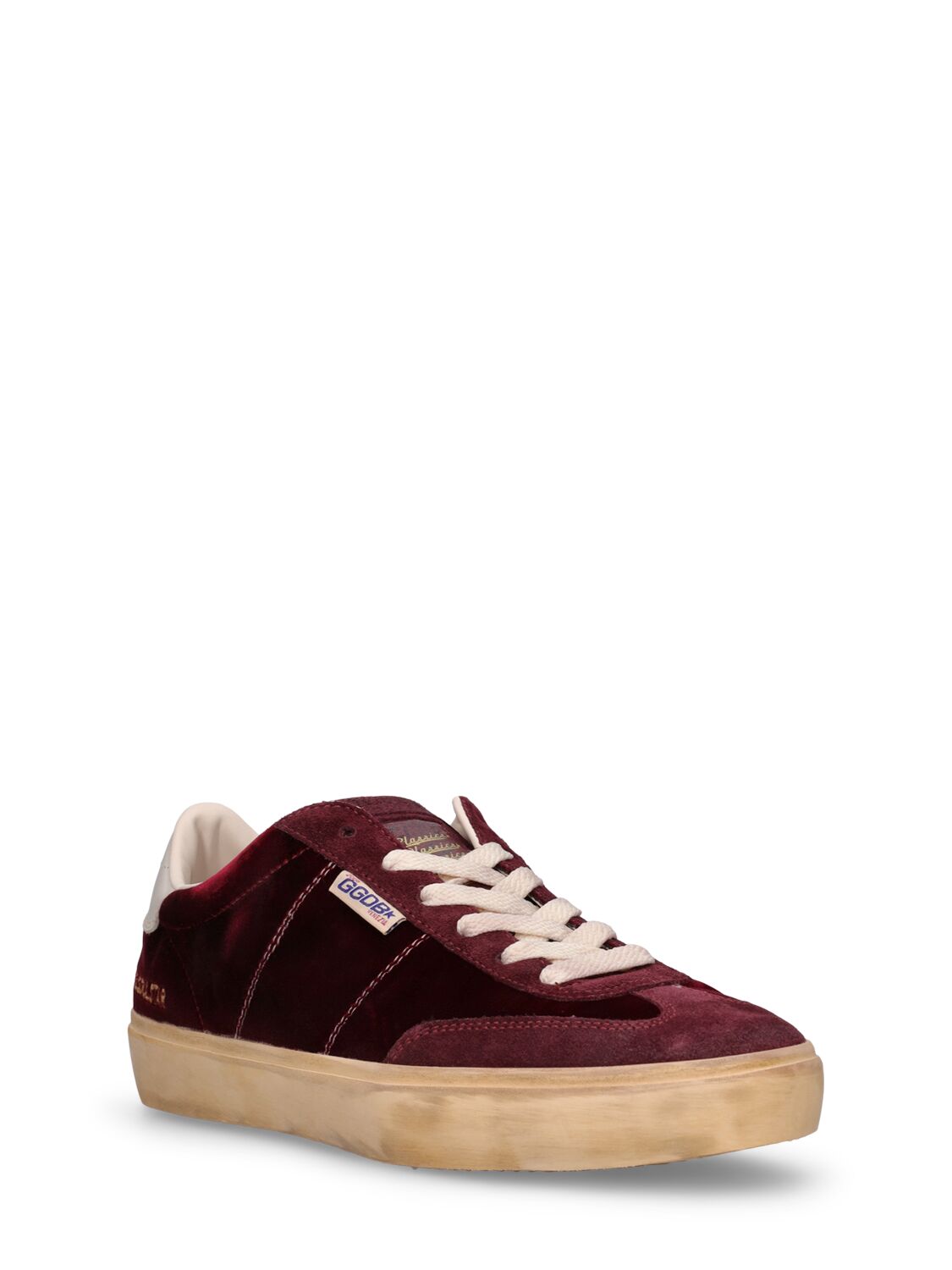 Shop Golden Goose 20mm Soul Star Leather Sneakers In Bordeaux,milk