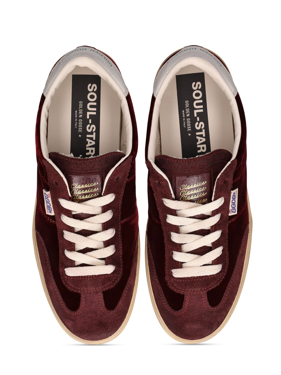 Shop Golden Goose 20mm Soul Star Leather Sneakers In Bordeaux,milk