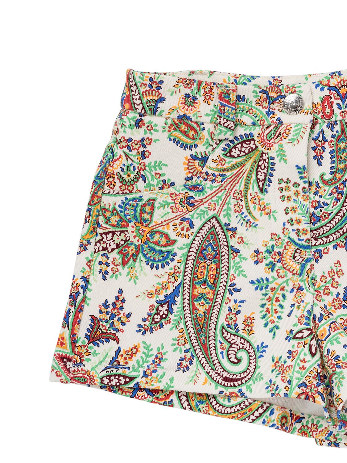 Shop Etro Printed Stretch Bull Cotton Shorts In Ivory,multi