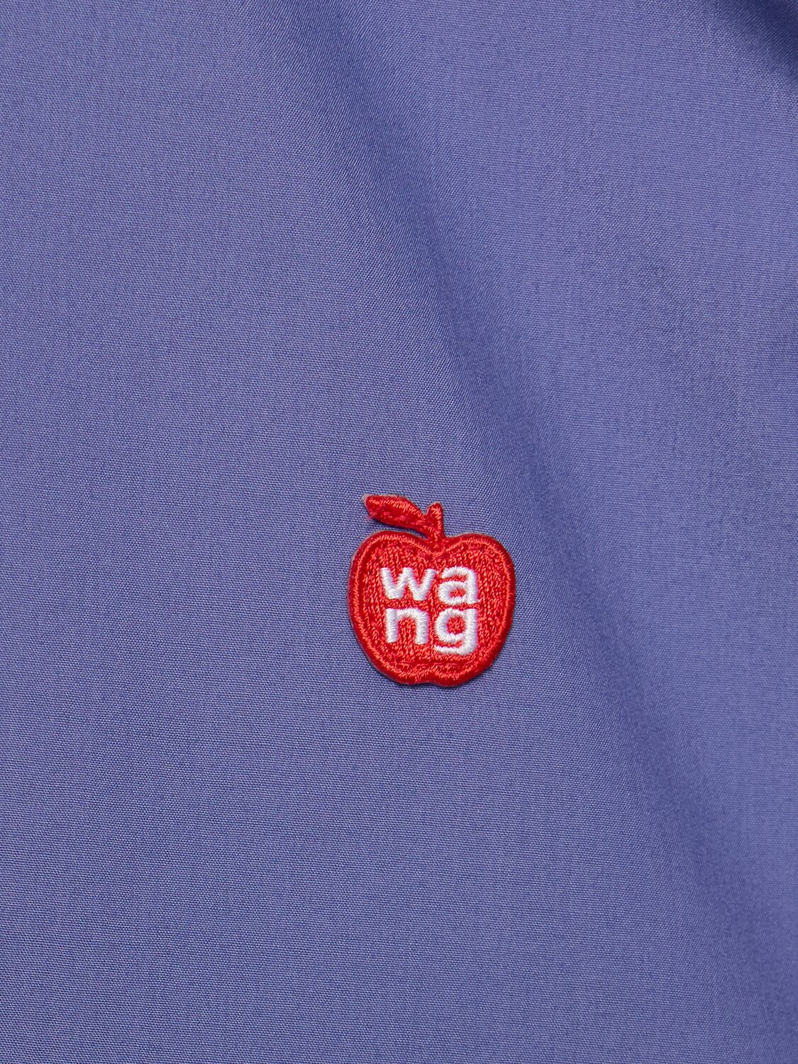 Shop Alexander Wang Button Up Cotton Shirt W/ Logo In Purple