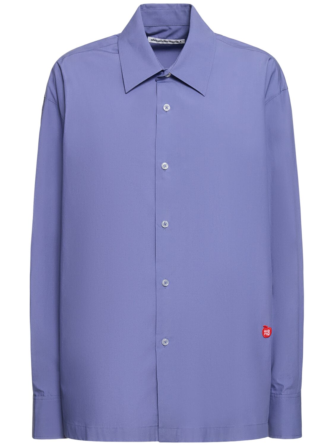 Alexander Wang Button Up Cotton Shirt W/ Logo In Purple