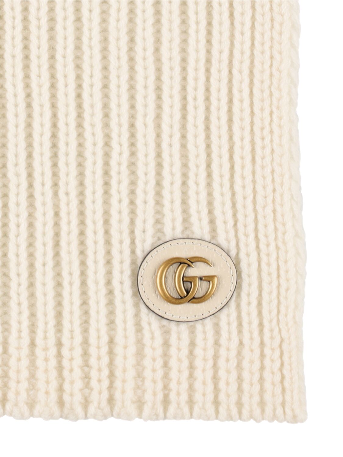 Shop Gucci Double G Wool & Cashmere Scarf In Ivory