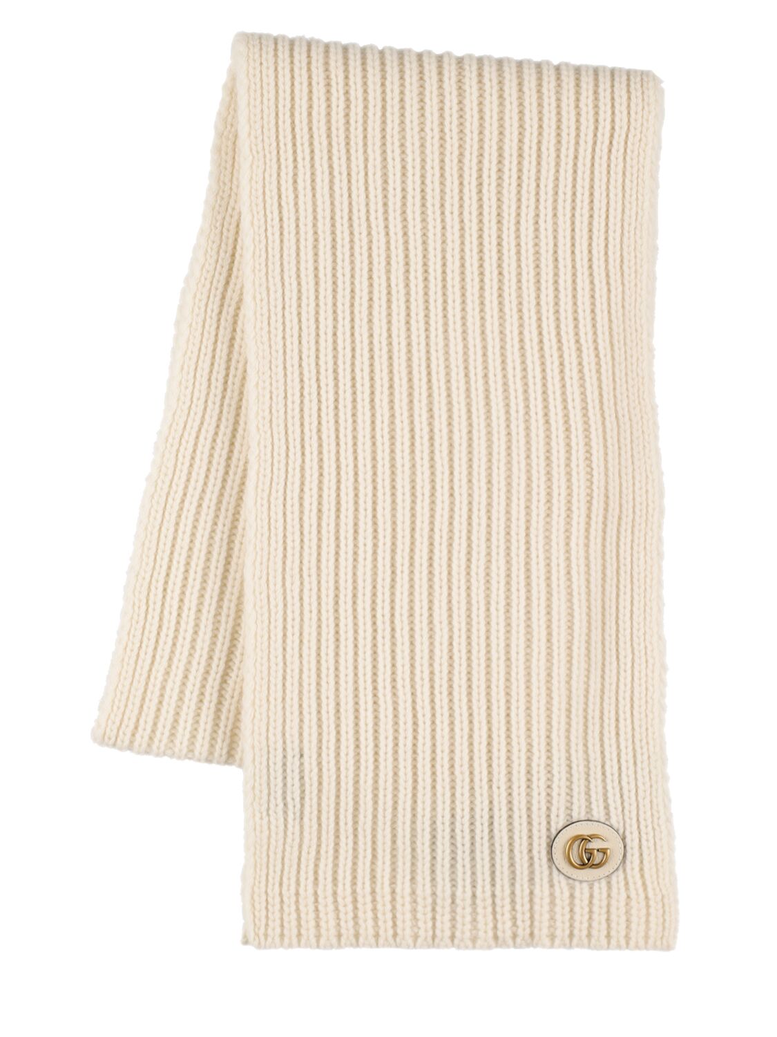 Gucci Double G Wool & Cashmere Scarf In Neutral