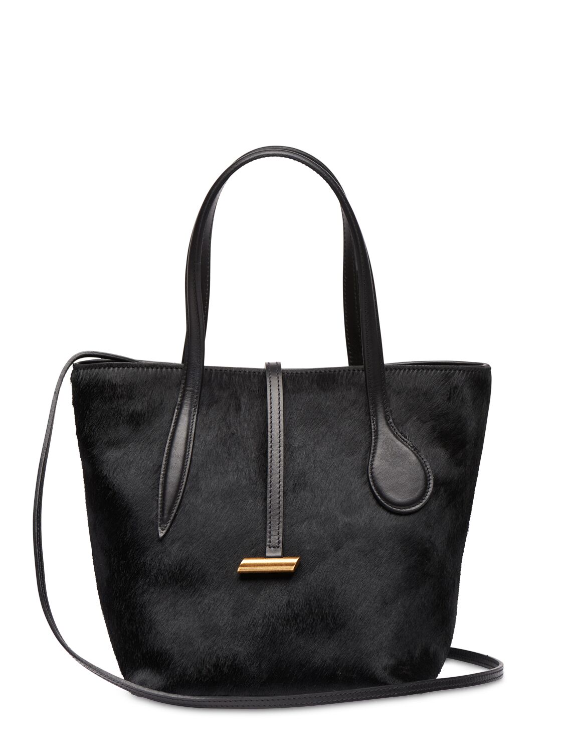 Shop Little Liffner Mini Sprout Pony Skin Tote Bag In Black