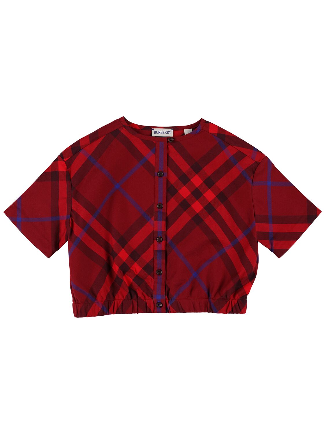 Burberry Kids' Check Print Cotton Shirt In Red