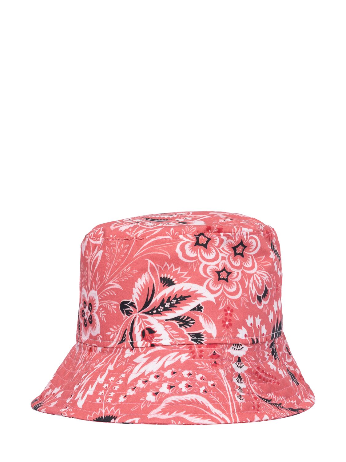 Shop Etro Printed Cotton Poplin Bucket Hat In Fuchsia,ivory