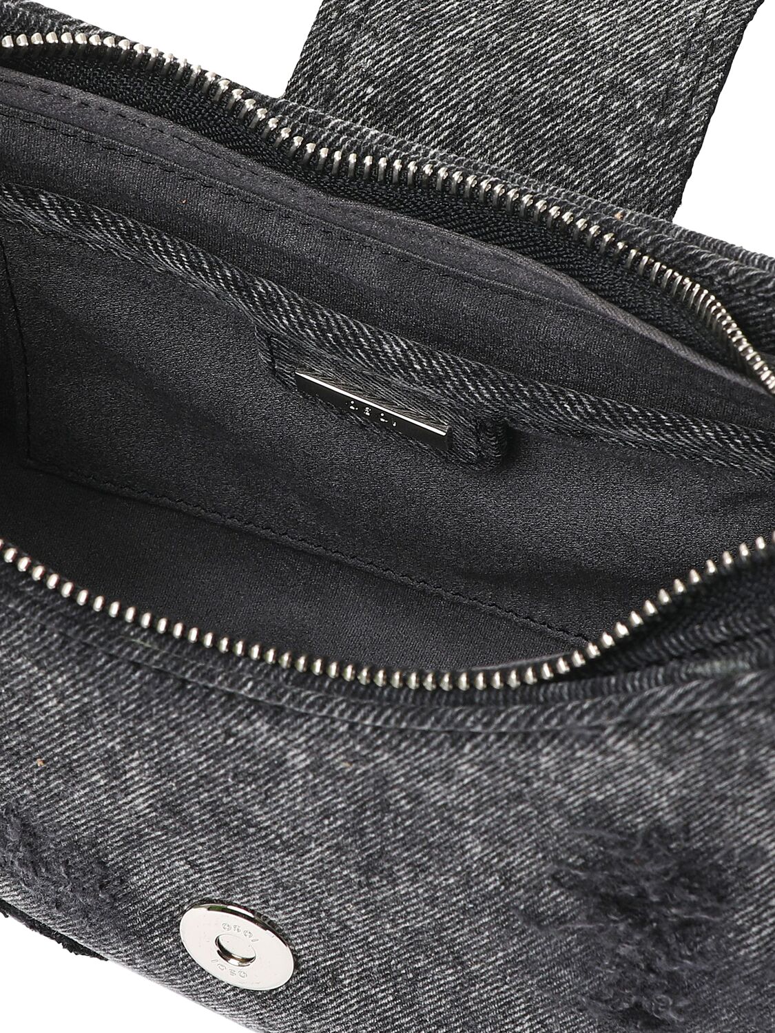 Shop Osoi Hobo Brocle Leather Shoulder Bag In Grey Denim