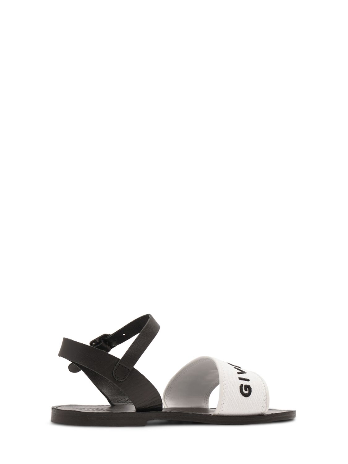 Shop Givenchy Leather & Canvas Logo Sandals In Black/white