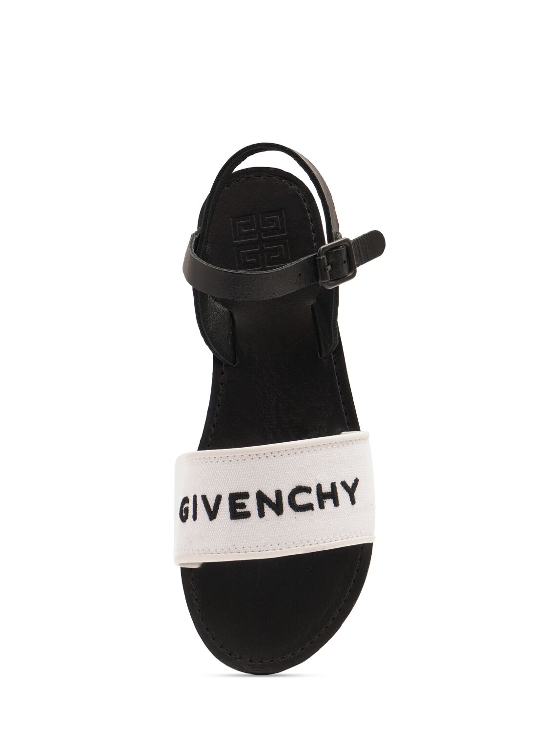 Shop Givenchy Leather & Canvas Logo Sandals In Black/white