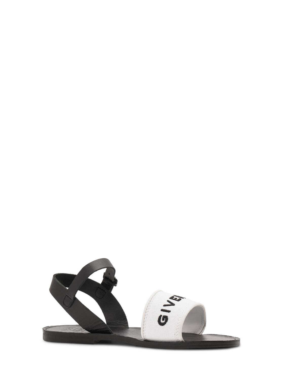 Shop Givenchy Leather & Canvas Logo Sandals In Black/white