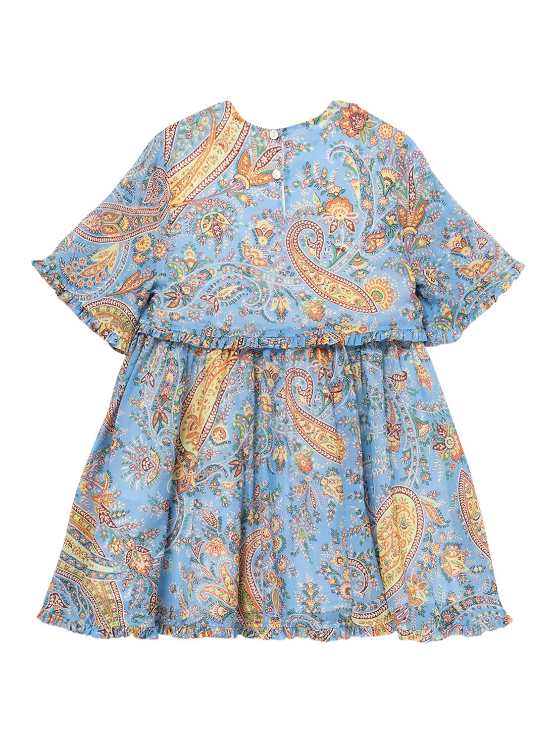 Shop Etro Printed Cotton Muslin Dress In Blue,multi