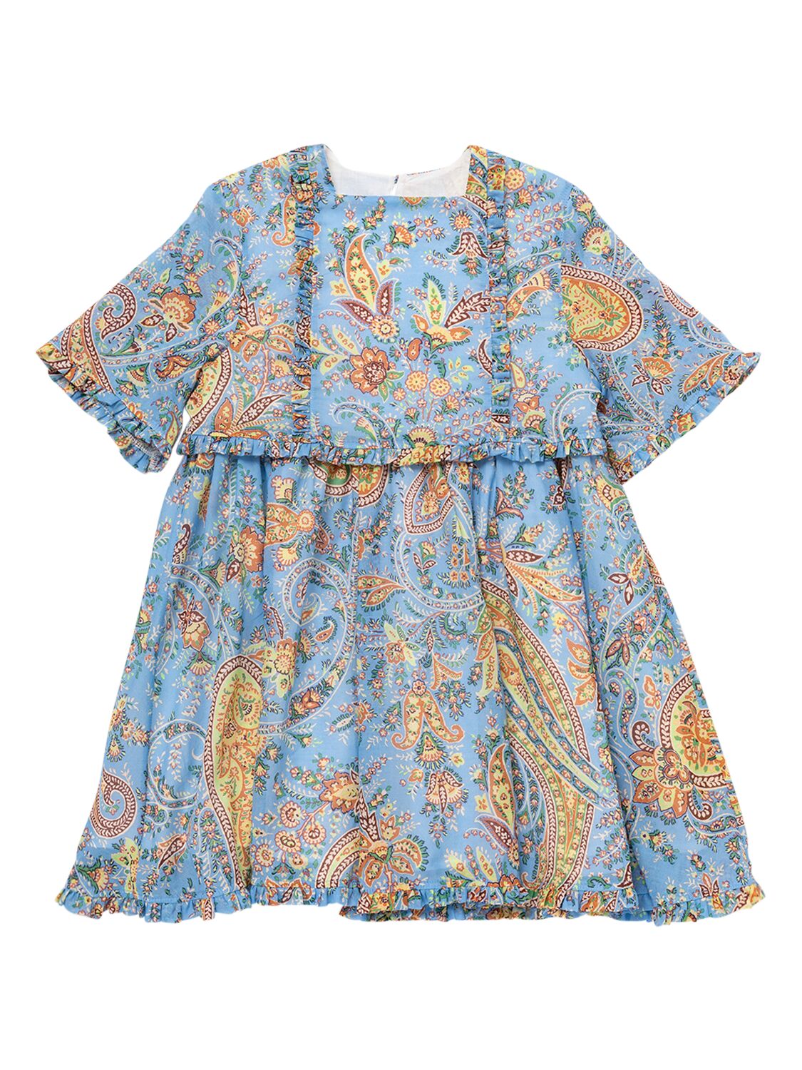 Shop Etro Printed Cotton Muslin Dress In Blue,multi