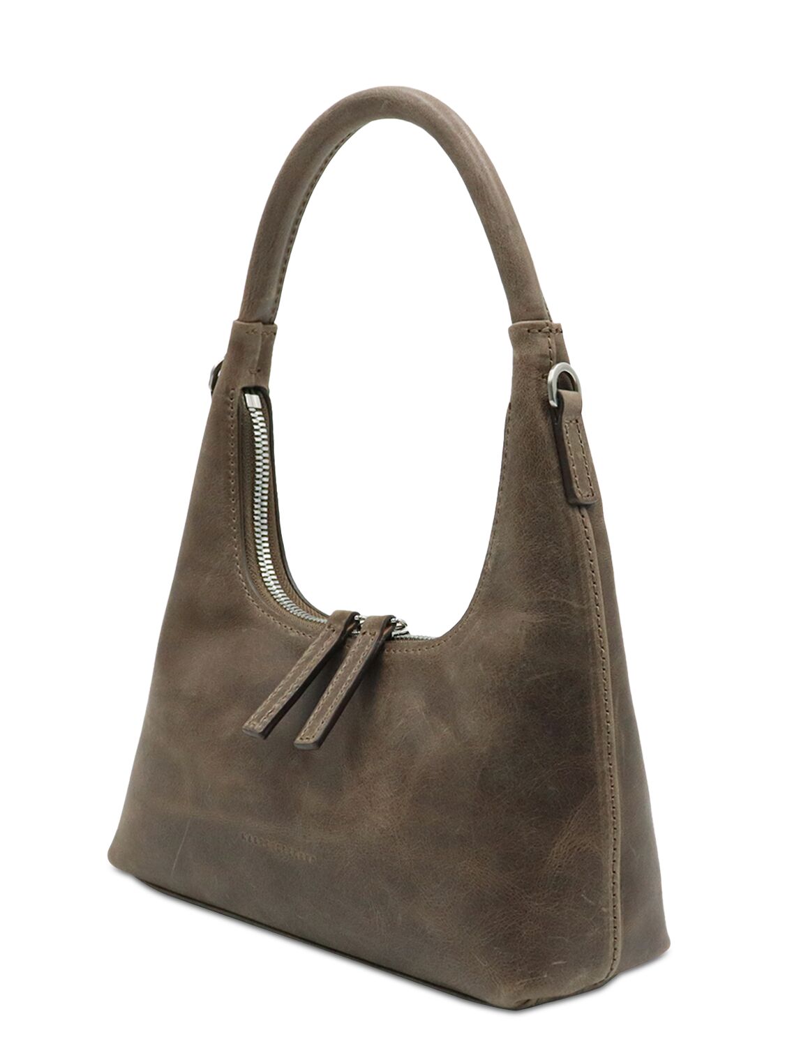 Shop Marge Sherwood Mini Hobo Leather Bag W/strap In Washed Brown Pu