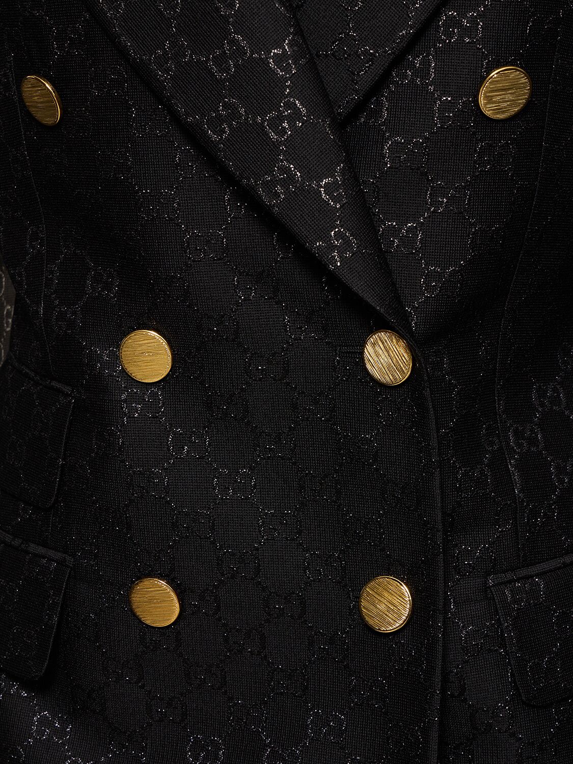 Shop Gucci Gg Lamé Wool Blend Jacket In Black
