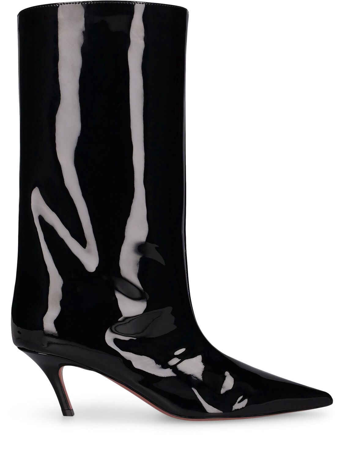 Amina Muaddi 60mm Fiona Patent Leather Boots In Black