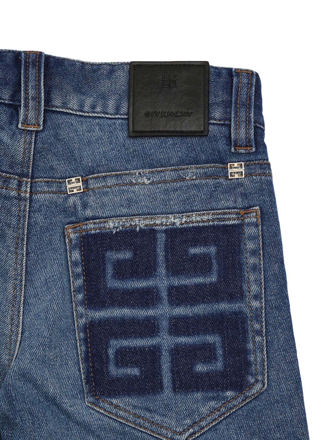 Shop Givenchy Distressed Cotton Denim Shorts In Blue