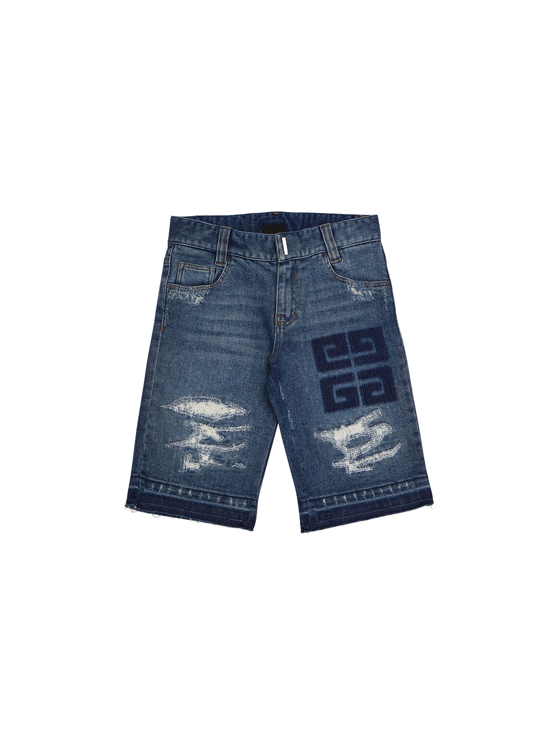 Givenchy Distressed Cotton Denim Shorts In Blue