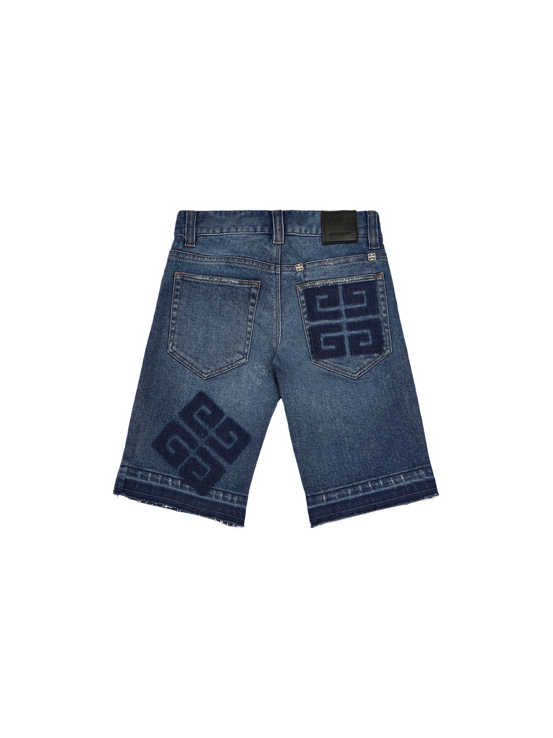 Shop Givenchy Distressed Cotton Denim Shorts In Blue