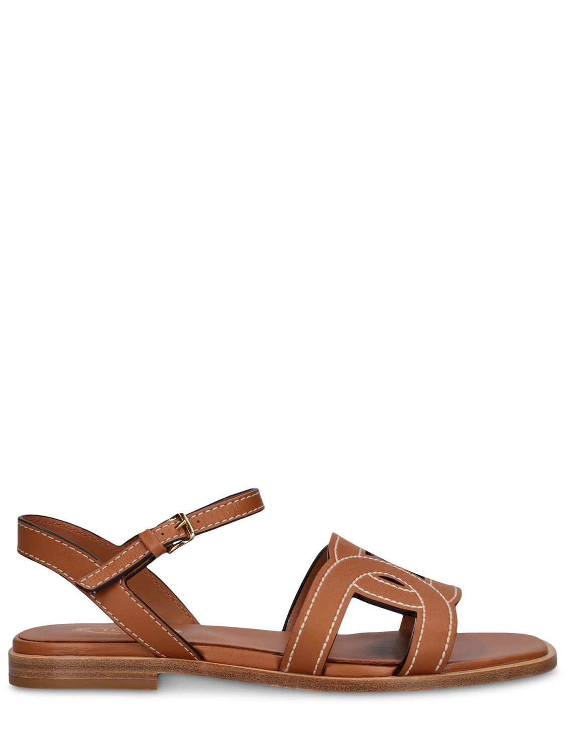 Tod's 5mm Leather Flat Sandals In Tan