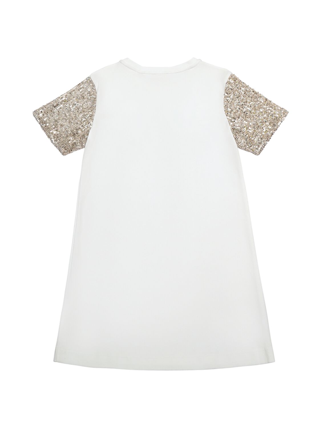 Shop Givenchy Cotton Dress W/ Sequined Sleeves In White