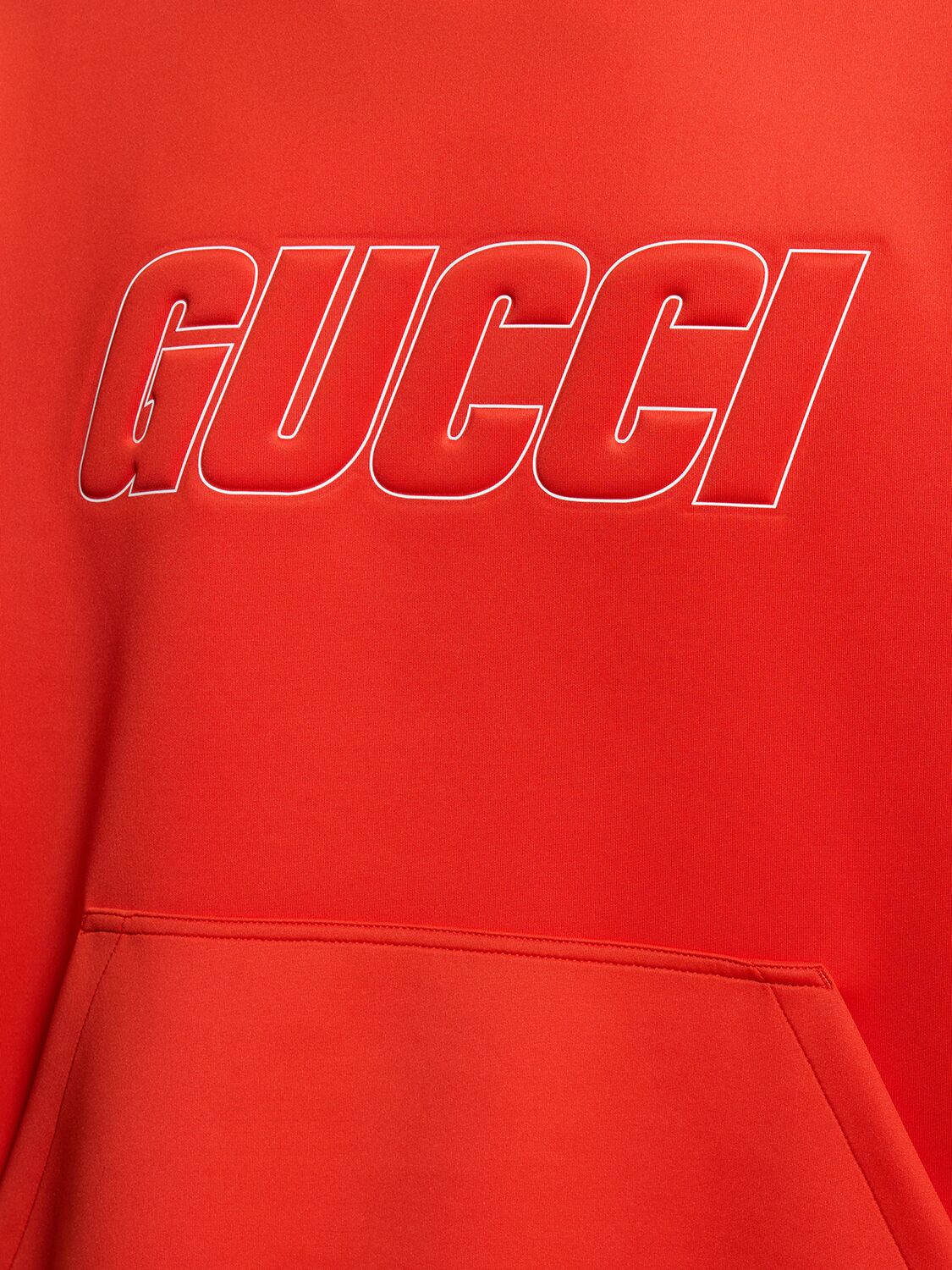 Shop Gucci Logo Detail Tech Hoodie In Coral