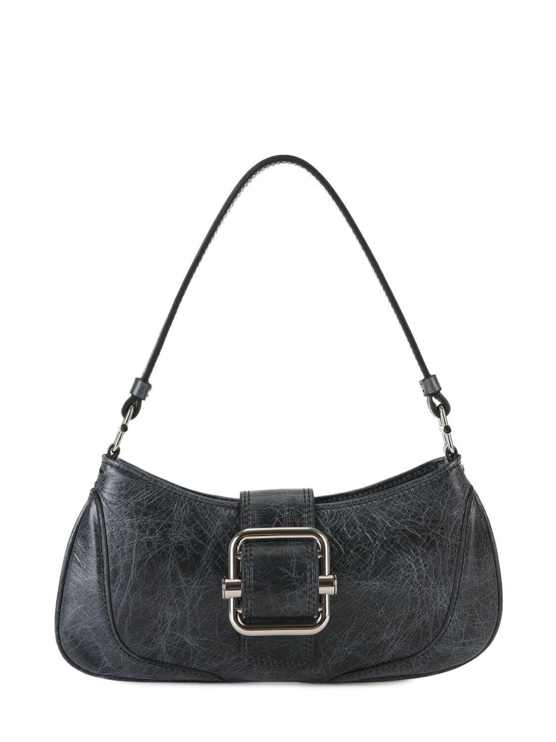 Shop Osoi Small Brocle Leather Shoulder Bag In Catena Black