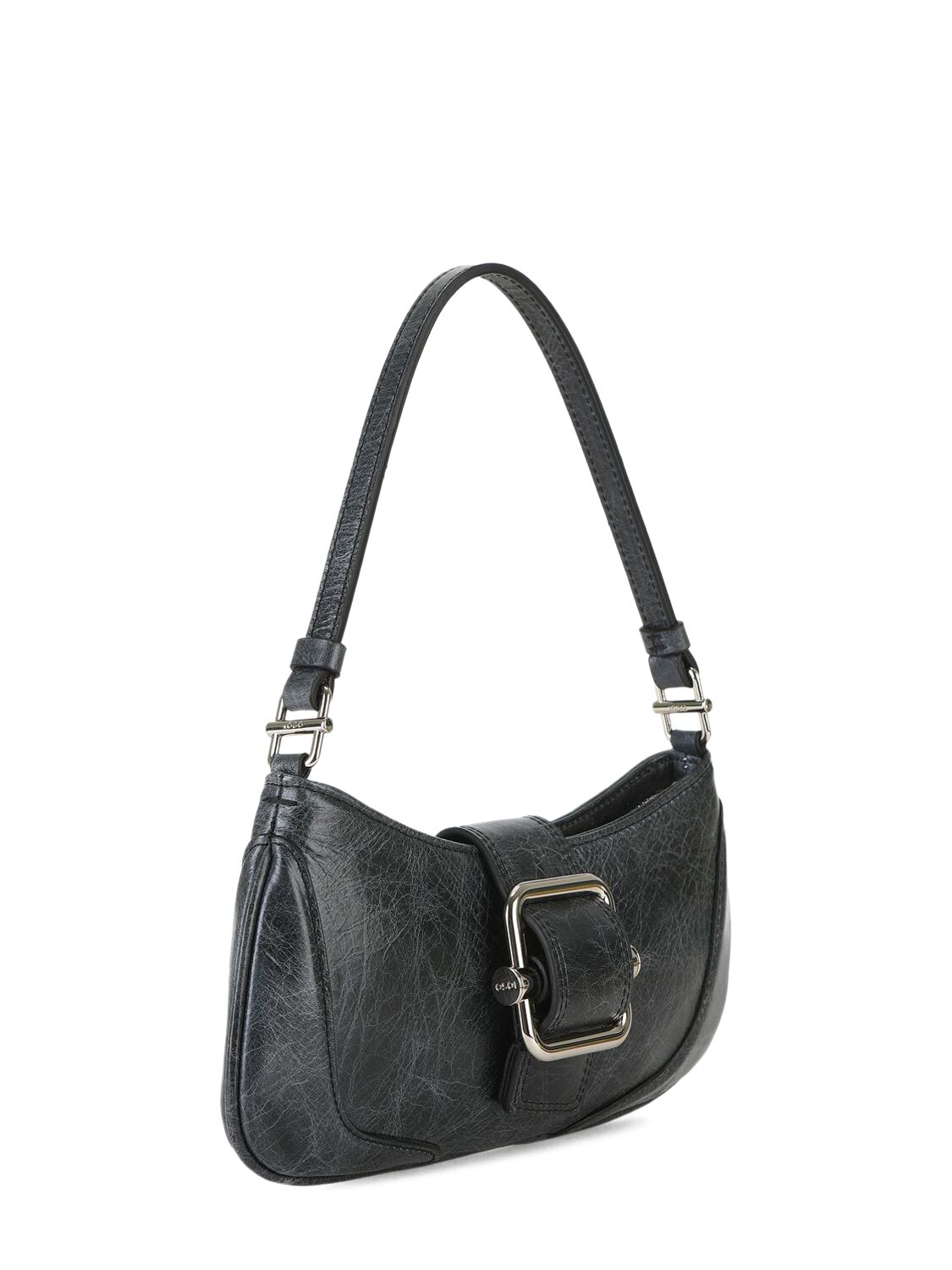 Shop Osoi Small Brocle Leather Shoulder Bag In Catena Black