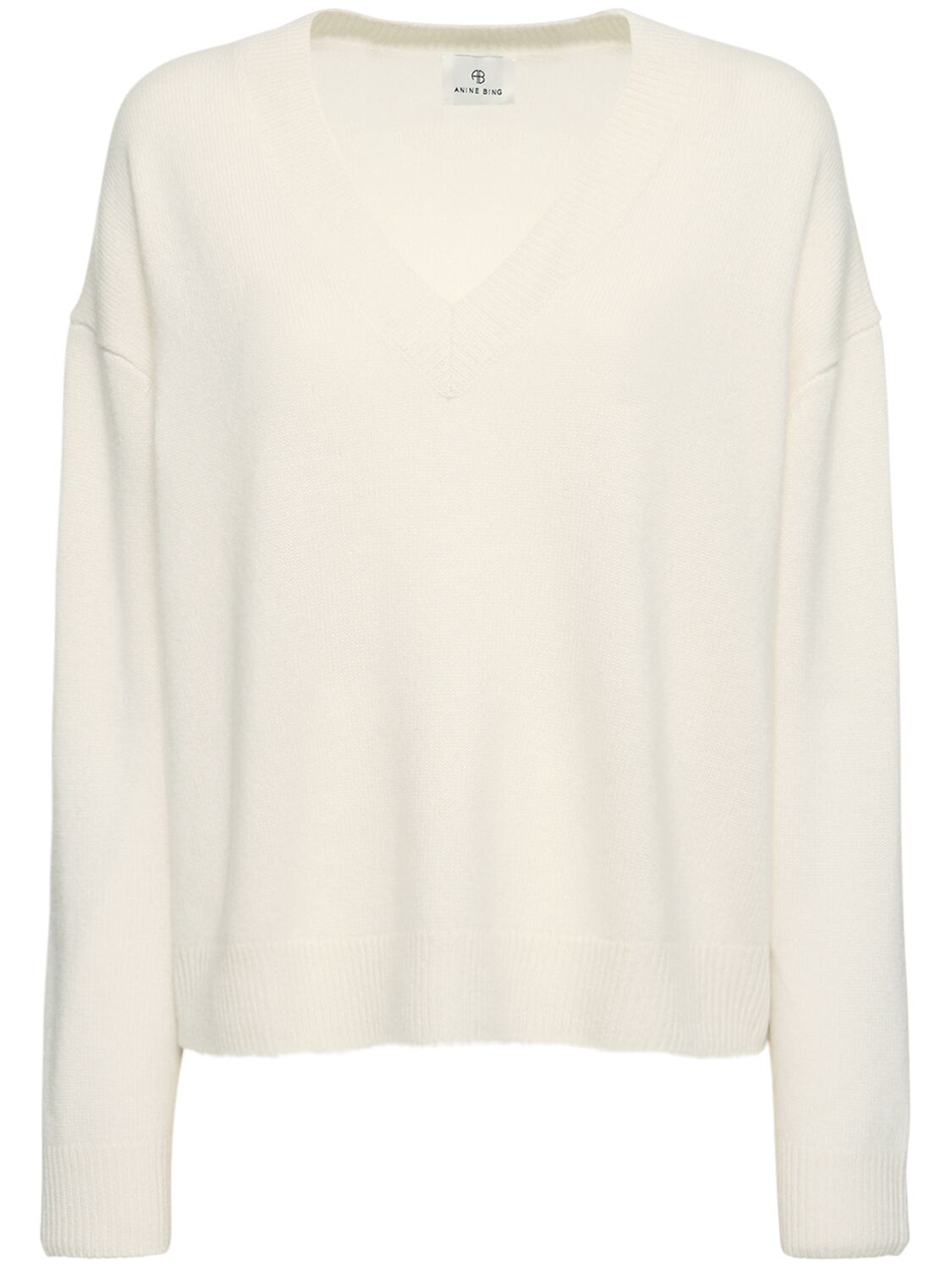 Anine Bing Lee Cashmere V-neck Sweater In Ivory